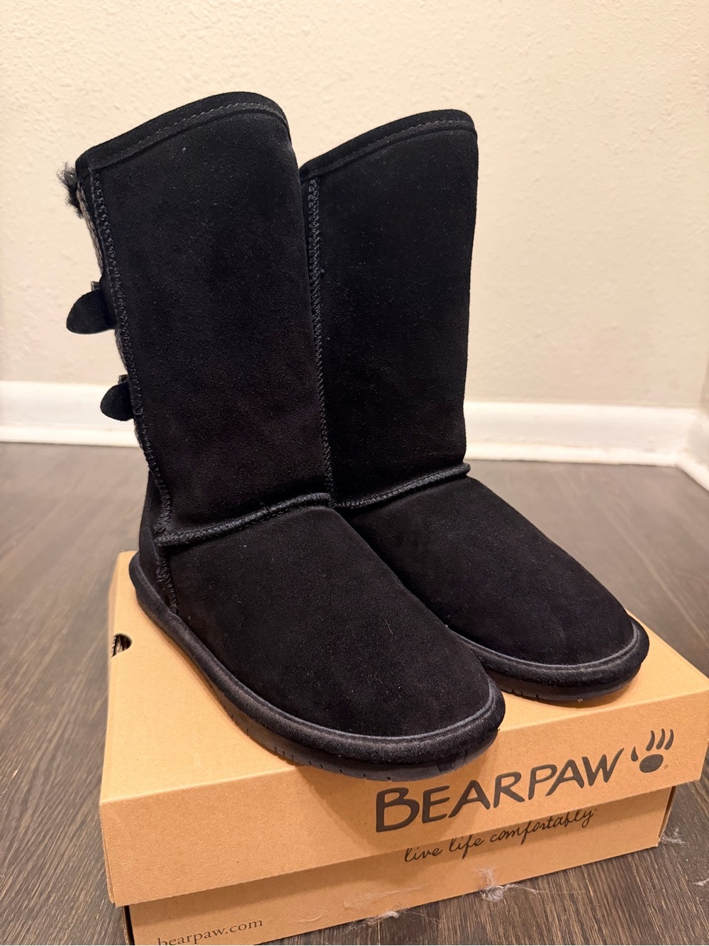 BearPaw Black Suede Mid-Calf Women's Boots